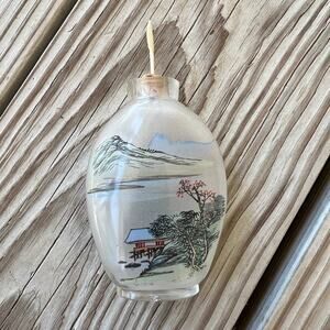 Vintage Chinese reverse painted snuff bottle with cork